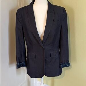 H&M Dark Blue ‘Denim’ Blazer with Polka Dot Lining